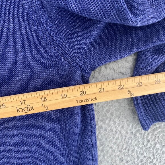 Talbots Sweater Womens Medium Blue Cardigan Button Up V Neck Knit 3/4 Sleeves - Picture 7 of 9